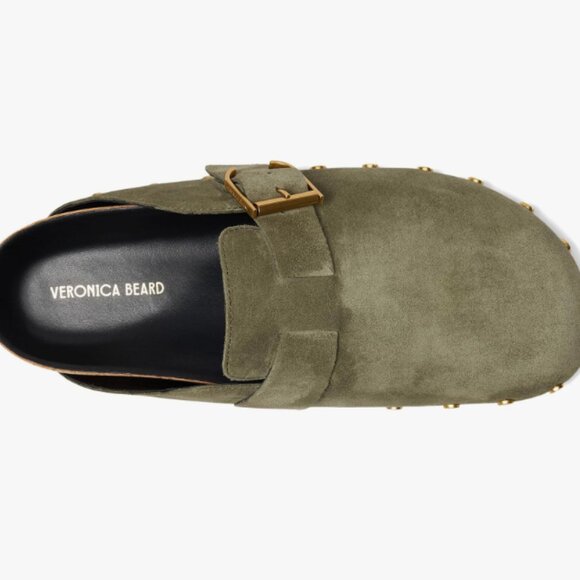🟩 NIB Veronica Beard Fern Suede Studded Clogs – Sage / Army Green – Size 9 - Picture 4 of 15